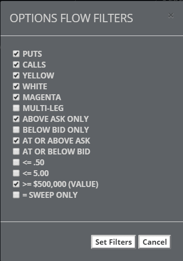 Options Flow Filters